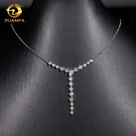 Ship in America Warehouse Elegant Female Women Gift Boutique Jewelry S925 Solid Silver VVS1 Moissanite Diamond Pendant NecklaceColor: Silver