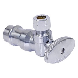 Midline Valve 92323QS-NL-Q 1/4 Turn Press Angle Stop Valve, 1/2" Press x 3/8" OD, Chrome Plated Brass
