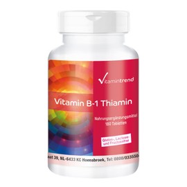 Vitamin B1 (Thiamine) 100 mg - High Dose - 180 Vegan Tablets - For 6 Months
