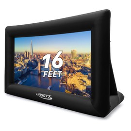 Inflatable Projector Screen, 16FT Blow Up Movie Screen Outdoor Projector, Easy Set Up One-Piece Design Front & Rear Projection with Air Blower for Outside Backyard Family Movie Night Pool Party