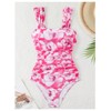 OYOANGLE Girl's Floral Print One Piece Swimsuit Mesh Ruched Bathing