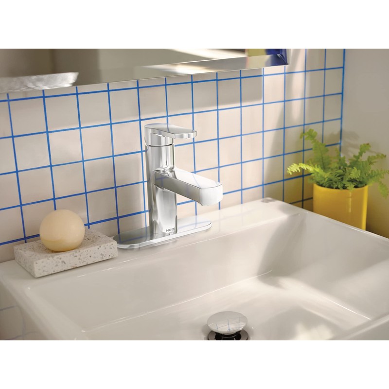 Moen Laris Chrome One-Handle Single Hole Modern Bathroom Sink Faucet