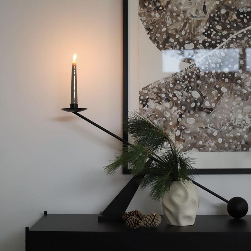 Remenna Black Metal Modern Candle Holder Candlestick Holders Decorative Candle