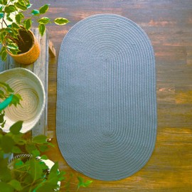 Colonial Mills Delicious Braided Reversible Solid 3X5 Area Rug - Oyster Blue, Handcrafted in USA, Woven Texture, High Traffic, Entry, Kitchen, Living Room, Bed, Bath, Foyer, Porch - 3' X 5' Oval