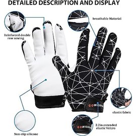 GOWISDOM Sports Football Receiver Gloves, Silicone Grip Football Gloves Training for Beginners with Super Stick for Adult