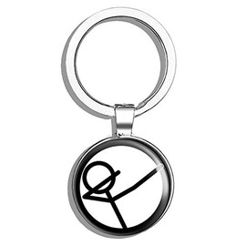 HJ Media Round Dabbing Stick Figure (Funny ic Window dab Dance Man) Metal Round Metal Key Chain Keychain Ring