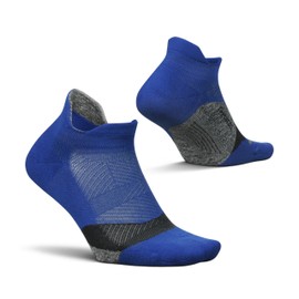 Feetures Elite Light Cushion No Show Tab Ankle Socks - Sport Sock with Targeted Compression - New Boost Blue, M (1 Pair)