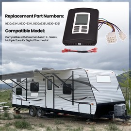Fuabator 9330A3341 Digital Thermostat 12V Compatible with Coleman Mach 9- Series Multiple Zone RV Digital Thermostat, Hot/Cool Temperature Control Wall Mount, for RVs Black 9330A3351