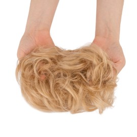 SEGOHAIR Messy Bun Hairpiece Human Hair Scrunchies Hairpieces for Women Hair Bun Wavy Curly Extensions Ponytail Updos #18 Light Blonde