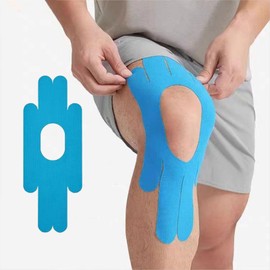 WYMerge 4PCS Pre Cut Kinesiology Tape Waterproof & Elastic Breathable Latex-Free Cotton Athletic Tape Provide Support and Stability to MuscleIdeal for Fitness Running Tennis Football (蓝色4PCS)