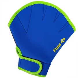 Flow Swimming Resistance Gloves - Webbed Gloves for Water Aerobics, Aquatic Fitness, and Swim Training (Blue/Green, Medium)