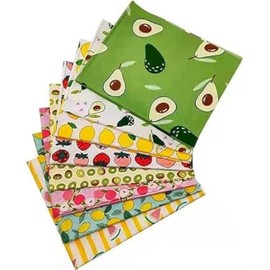 CraftsFabrics Cotton Fabric Fat Quarters for Quilting, Scrapbooking, Patchwork, Arts and Crafts, DIY Projects, Collage, 40 x 50 cm, Multicoloured, Pack of 8