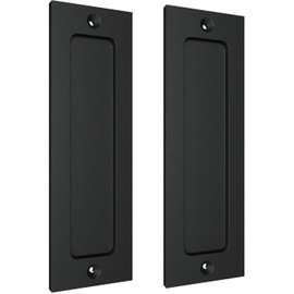 Tibres - 7" Sliding Barn Door Handle - Flush Pull Handle for Sliding Doors Cabinets Closet and Drawers - Black - Set of 2