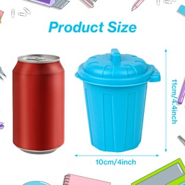 12 PCS Blue Mini Trash Can Set Lids Mini Garbage Cans Pen Holder Desk Organizer Small Desktop Miniature Garbage for Birthday Party Favors Home School Classroom Decor (12, Blue)