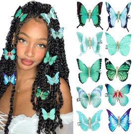 BARTOSI Butterfly Hair Clips Green Butterfly Hair Barrettes Butterflies Hairpin Cute Decorative Bobby Pins Hair Accessories for Women and Girls (Pack of 10)