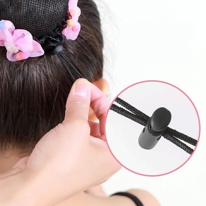 4PCS Girls Ballet Bun Covers Flower with Pearl Shaped Dance