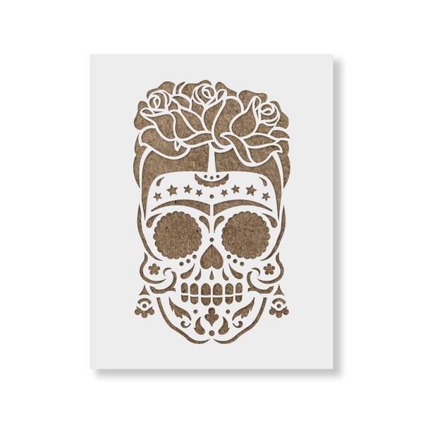 Sugar Skull Frida Stencil Template for Walls and Crafts -