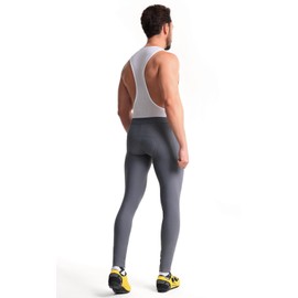 CEROTIPOLAR Men's Thermal Fleece Bathroom Access Cycling Bibs Tights, Bike Bibs Pants for Fall and Cold Winter Grey