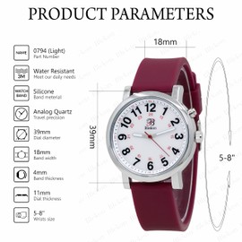 Blekon Original Nurse Watch - Medical Scrub Colors, Easy Read Light Up Dial, Second Hand, Water Resistant Watch (Maroon)