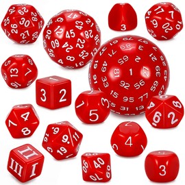 YILAIDA DND Dice Polyhedral Dice Set - 15 Pieces with Bags D3-D100 Dice Polyhedral Dice DND Game Dice for Dungeons and Dragons RPG MTG (Red and White)