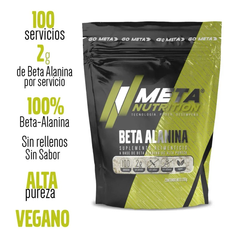 Beta Alanina Meta Nutrition 200grs 100 Serv Sabor