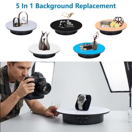 HENYEER Giradischi elettrico HENYEER, giradischi da 20 cm con 5 sfondi, giradischi fotografico con display rotante, rotazione a 360°, capacità di carico di 8 kg per oggetti di scena per riprese video