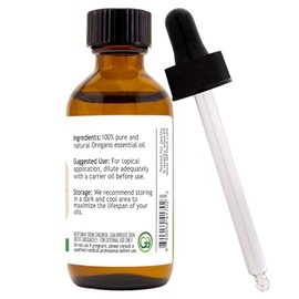 Orégano - Botella de vidrio de 2 fl oz (2.0 fl oz) con cuentagotas de vidrio - Aceite esencial 100% puro - GreenHealth