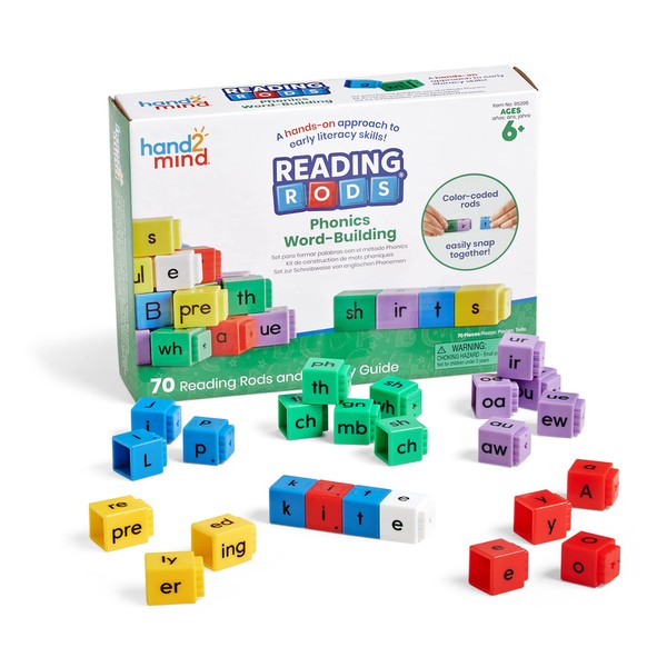 Learning Resources Reading Rods Phonics Word-Building, Learn to Read, Word Building Activities, Spelling Toys, Montessori Alphabet Letters, Reading Tools for Kids, Phonemic Awareness