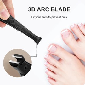 Nail Clippers for Thick Nails, Toenail Clippers for Thick Nails, Wide Jaw Nail Clippers with Metal Nail File and Bag,Heavy Duty Toe Nail Clippers for Men and Women (Black)