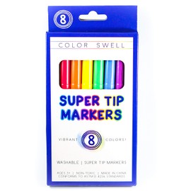 Color Swell Super Tip Washable Marker Pack of 8 Vibrant Colors