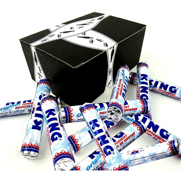 King Original Peppermints, 1.55 oz Rolls in a BlackTie Box (Pack of 12)