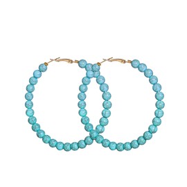 Bohemian Turquoise Geometric C Shape Drop Dangle Earrings Ethnic Hoop Colorful for Women Statement Western Cowgirl Tribal Boho Jewelry-Ball