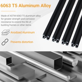 ANWOKIT 2PCS 600mm 2040 V Slot Aluminum Extrusion European Standard Anodized Black Aluminum Profile Extrusion Linear Rail with Accessories for 3D Printer and CNC