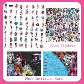 SYTTNUM Monster Birthday Party Invitation, Monster Stickers, Cartoon Stickers, Cartoon Birthday Invitation Cards Set for Themed Party
