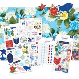 Fancy Pants Designs Fireworks & Freedom Big Bundle Collection Kit, 4th of July Themed Scrapbook, Card Making, Journaling and Collage