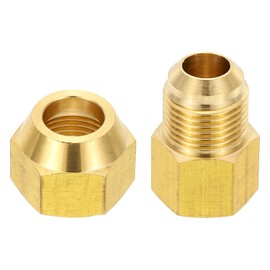 Patikil 3/8" Female x 1/2" Male Flare Connectors, SAE 45 Degree Flare Brass Adapter Fittings with Nut for Air, Gas, Refrigeration, HVAC