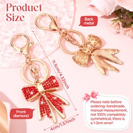 Neptniopllab Coquette Bow Keychain Crystal Shiny Diamond Bow Bag Charm Keyring Valentine Key Chain for Women Purse Gift (Red-Diamond, 1Pc)