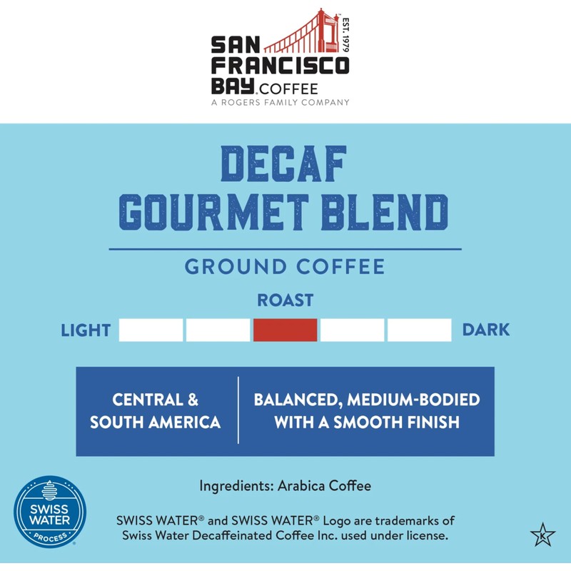 SF Bay Coffee DECAF Gourmet Blend 28 oz Bag, Ground