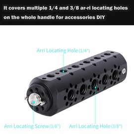 NICEYRIG Round Universal Handle Grip for Camera Cage, Multifunctional AR-ri Extension Handle with 1/4"-20 and 3/8"-16 Hole for Positioning, Universal Ergonomic Handle