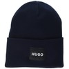 HUGO Patch Logo Ribbed Beanie, Blueberry Blue, PCE.
