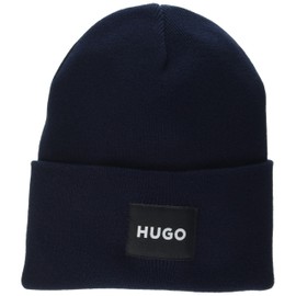HUGO Patch Logo Ribbed Beanie, Blueberry Blue, PCE.
