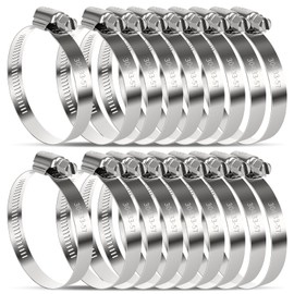 20 Pack 2 1/4 Inch Hose Clamp, Stainless Steel Hose Clamps 1-1/4 Inch To 2-1/4 Inch Large Adjustable Worm Gear Clamps Assortment Kit for Automotive Radiator Fuel Line Mechanical