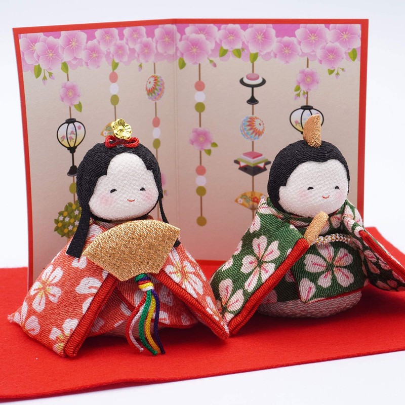 Ryukodo 1-884 Hina Poteri 2 People (Cherry Blossoms) with Folding