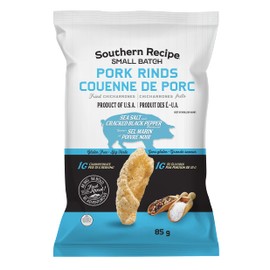 Sea Salt & Cracked Black Pepper Pork Rinds - Southern Recipe Small Batch - Keto Friendly, Gluten Free, Low Carb - 7g Collagen Per Serving - High Protein - 85g Bag