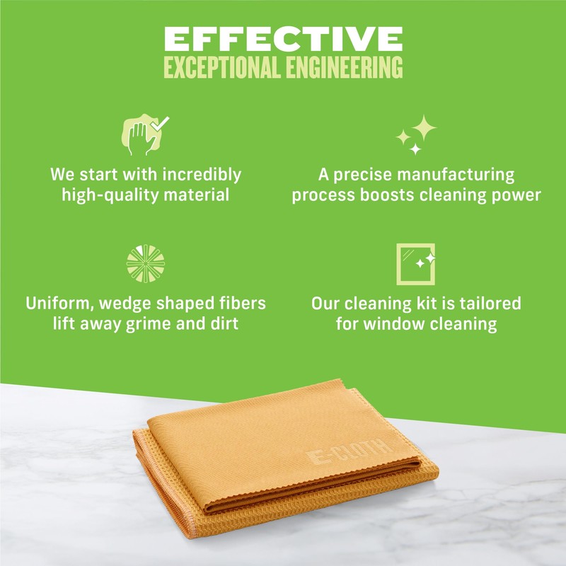 E-Cloth Window Cleaning Kit, Premium Microfiber Glass and Window Cleaner,