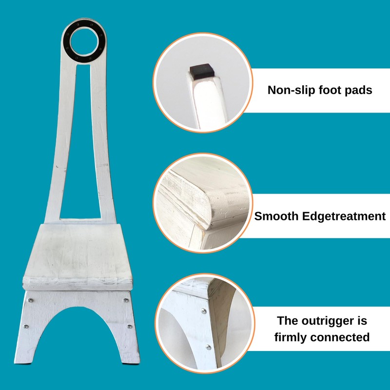 Heavy Duty Kitchen Step Stool with Handle, Besuerte Wooden Stool