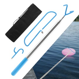 16 Feet Disc Golf Retriever Pole, Telescopic Discs Retriever with Stainless Steel Frame and Carry Bag, Extendable Disc-Golf Grabber Accessories Grabber for Tree, Bushes & Water