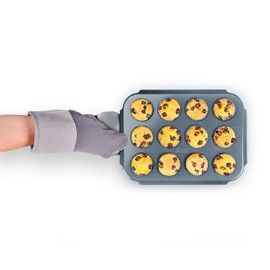 Joseph Joseph Nest™ Bake 12-Cup Non-Stick Muffin Tray, Carbon Steel, Easy-Pull Handles, Stackable, Space-Saving Design, 10-Year Guarantee