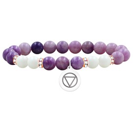 Tobestu 8mm Lepidolite Luminous Blue and Alloy Spacer Beads Bracelet with Abstinence Alcohol Logo - Inspirational Sobriety Jewelry for Women YA5047