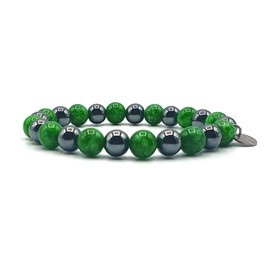 KARDINAL WEIST Hematite Jade Bracelet, Gemstone Beads, Power Stone Jewellery for Men and Women, Chakra - Happiness - Health - Yin Yang, jade, Jade